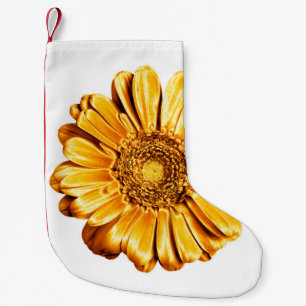 Ein goldenes Gerbera-Blume-Weiß-Hintergrund-Isola Kleiner Weihnachtsstrumpf