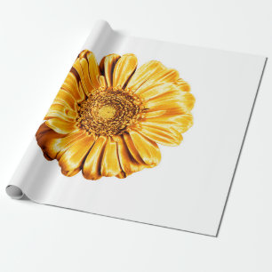 Ein goldenes Gerbera-Blume-Weiß-Hintergrund-Isolat Geschenkpapier