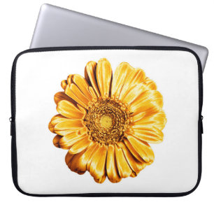 Ein goldenes Gerbera-Blume-Weiß-Hintergrund-Isolat Laptopschutzhülle