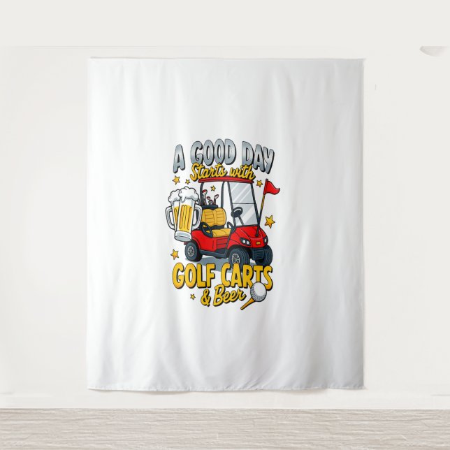 Ein Gott Tag beginnt mit Golf Carts Wandteppich (Vorderseite)