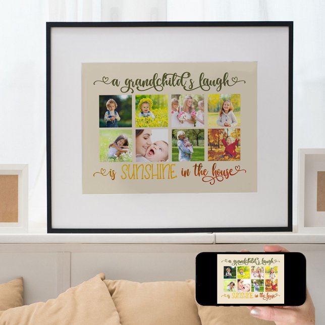 Ein Grandchilds lachen Zitat 8 Foto Collage Almond Poster (Von Creator hochgeladen)