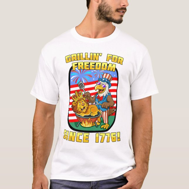 Ein Grill zu Ehren der Freiheit. 1776 T-Shirt (Vorderseite)
