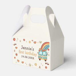Ein Groovy Retro Rainbow 1. Geburtstag Geschenkschachtel