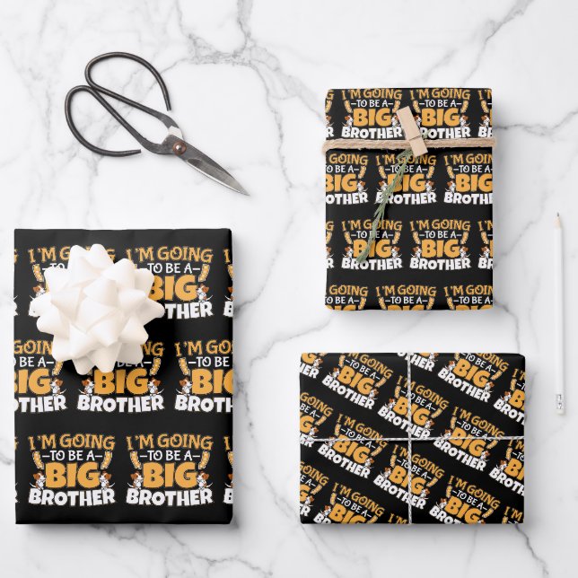Ein großer Bruder - ein neues Baby-Geschwister Geschenkpapier Set (Vorderseite)