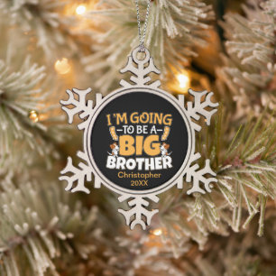 Ein großer Bruder - ein neues Baby-Geschwister Schneeflocken Zinn-Ornament