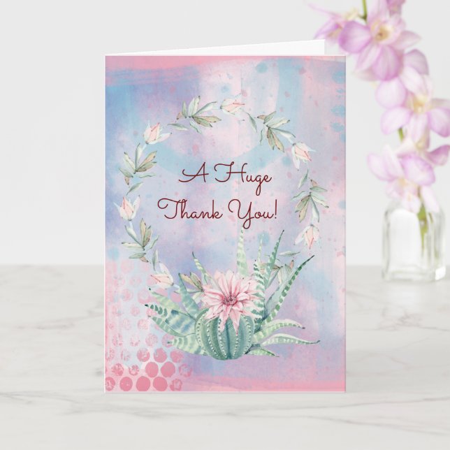 Ein großer Dank an den Aquarellkaktus Karte (Orchidee)