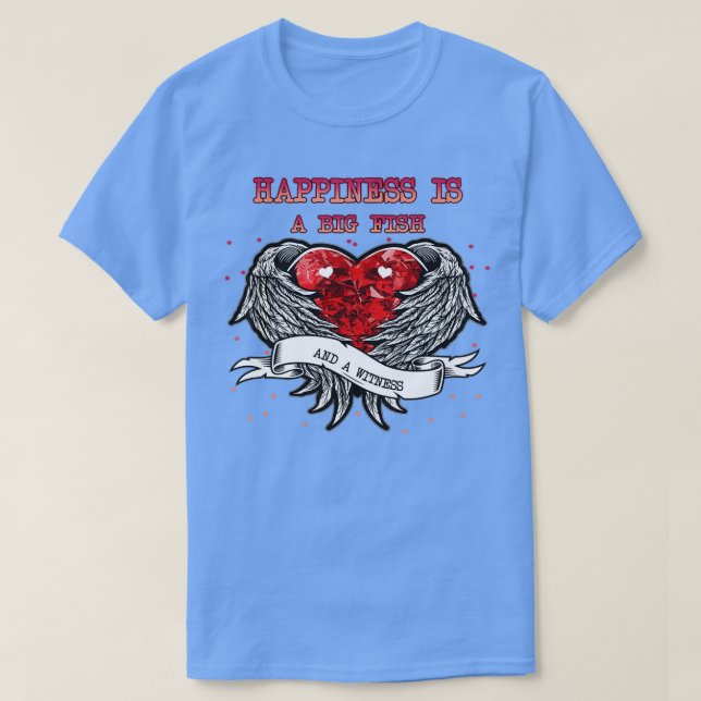 Ein großer Fisch und ein Zeuge-Spaß T-Shirt (Design vorne)