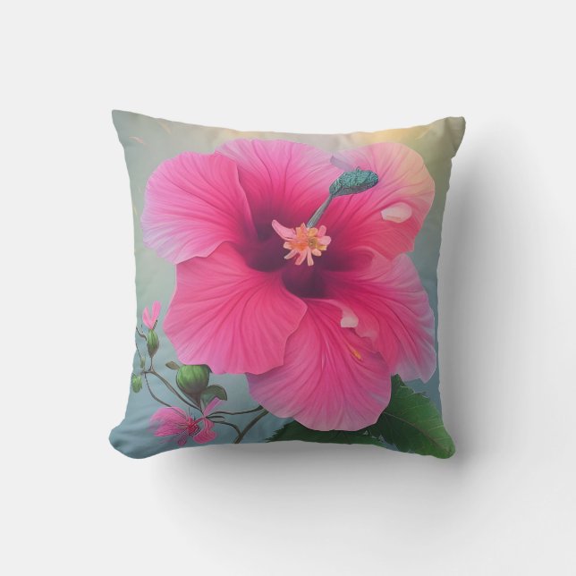 Ein großer Hibiskus in voller Blüte Kissen (Vorderseite)
