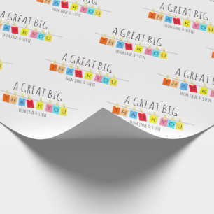 Ein großes Dankeschön, Niedliches Hell-Bunt - Geschenkpapier