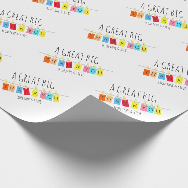 Ein großes Dankeschön, Niedliches Hell-Bunt - Geschenkpapier (Ecke)
