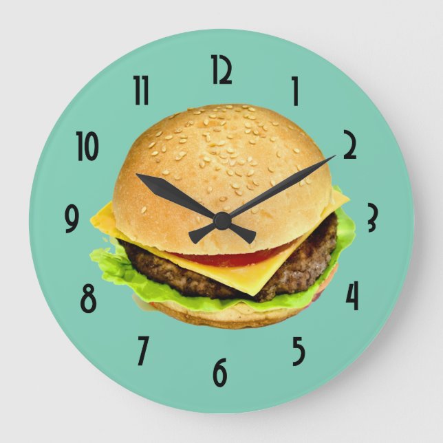 Ein großes Juicy-Cheeseburger-Foto Große Wanduhr (Vorderseite)