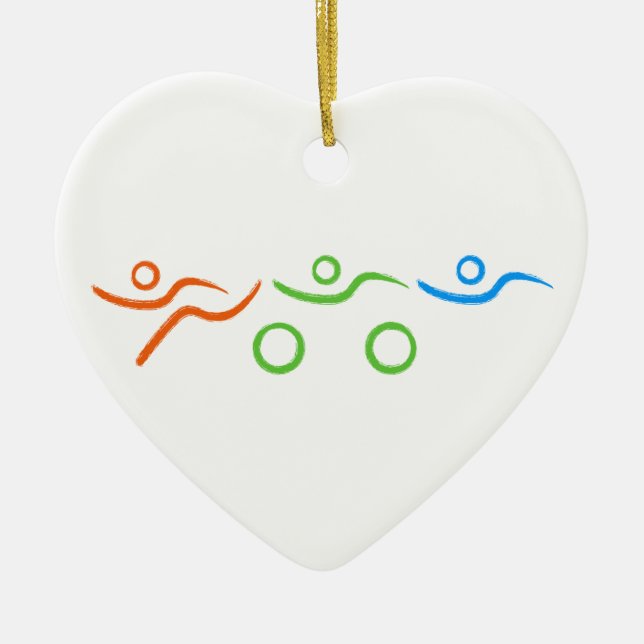 Ein großes Triathlongeschenk für Ihren Freund oder Keramik Ornament (Vorne)