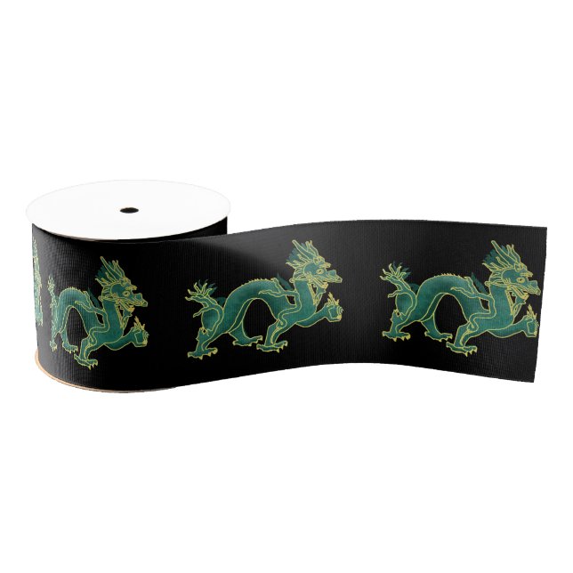 Ein grüner Drache mit Goldordnung Ripsband (Spule)