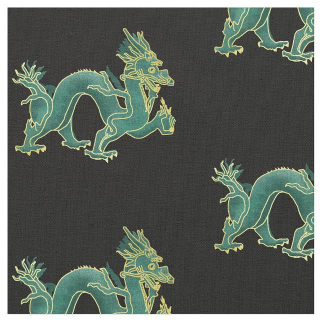 Ein grüner Drache mit Goldordnung Stoff (Nahaufnahme)