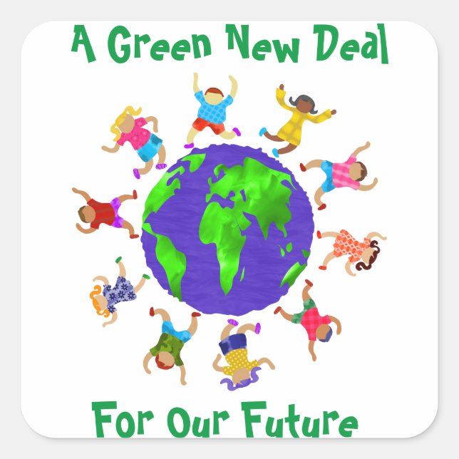 Ein grüner New Deal für unsere Zukunft Quadratischer Aufkleber (Vorderseite)