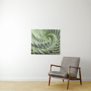 Ein grüner u. weißer Succulent Wandteppich