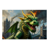Ein grüner walisischer Drache Terrorizes London