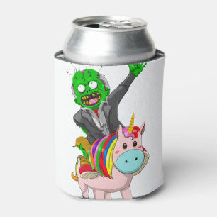 Ein grüner Zombie fährt auf einem niedlich rosa Ei Dosenkühler