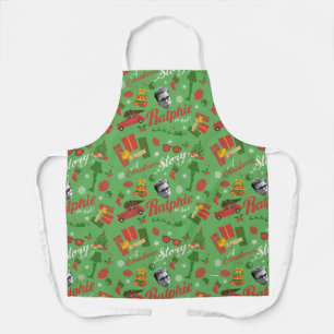 Ein grünes Icon-Muster in der Weihnachtsgeschicht Schürze