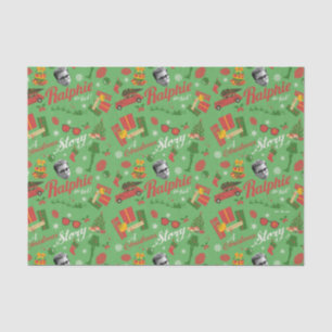 Ein grünes Icon-Muster in der Weihnachtsgeschichte Seidenpapier