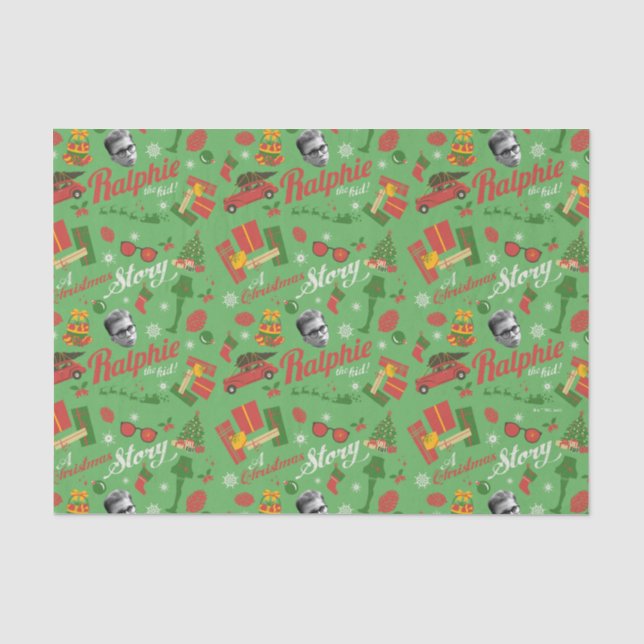 Ein grünes Icon-Muster in der Weihnachtsgeschichte Seidenpapier (Vorderseite)