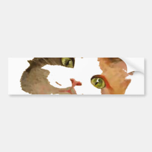 Ein grünes Mit Augen Calico Katze Kunstportrait Autoaufkleber