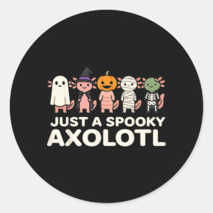 Ein gruseliger Axolotl-Halloween-Kostüm-Cartoon-En Runder Aufkleber