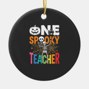 Ein gruseliger Halloween-Lehrer-Design_1 Keramik Ornament