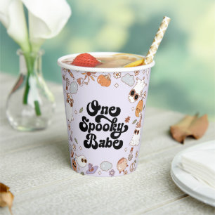 Ein gruseliger Schatz Groovy Halloween 1. Geburtst Pappbecher
