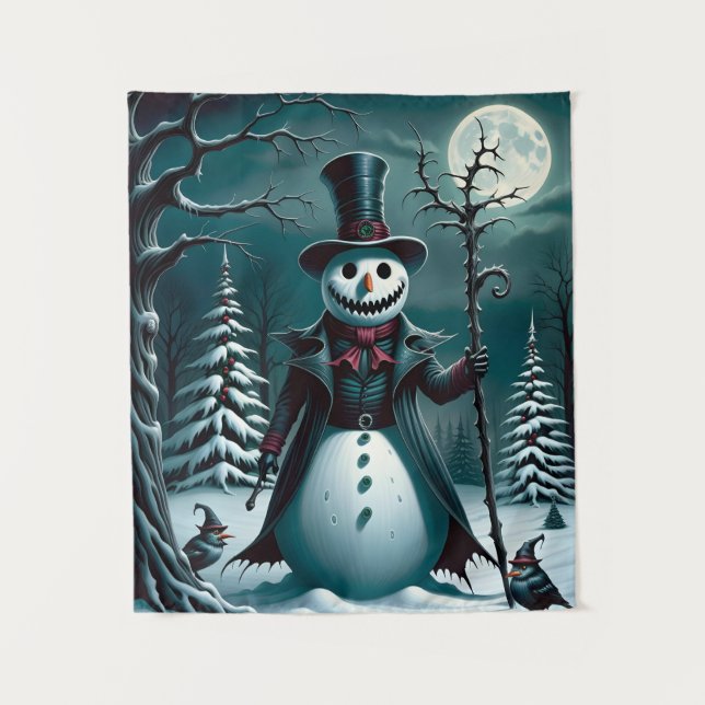 Ein gruseliger Schneemann Wandteppich (Vorderseite)