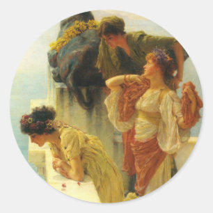 Ein günstiger Ausguck von Sir Lawrence Alma-Tadema Runder Aufkleber