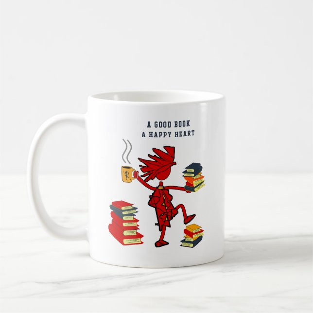 Ein gutes Buch eine glückliche Herz-Tasse in Herbs Kaffeetasse (Links)