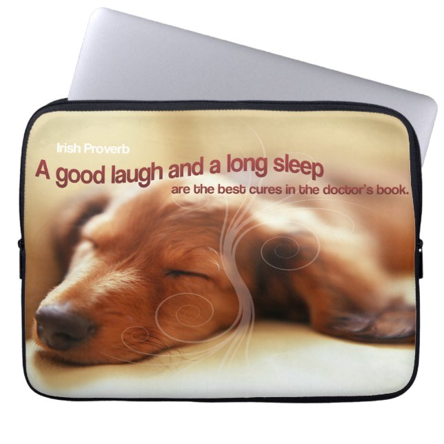 "Ein gutes Lachen" Inspiration Zitat Laptop Sleeve (Vorderseite)
