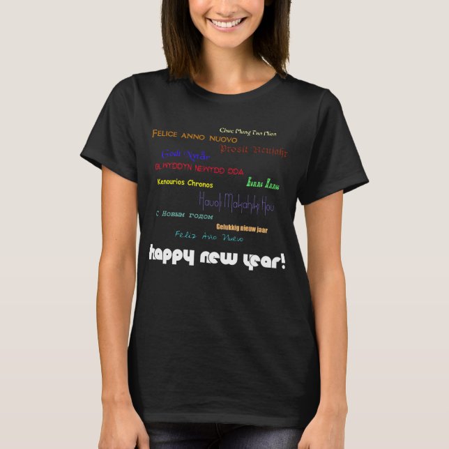 Ein gutes neues Jahr in vielen Sprachen T-Shirt (Vorderseite)
