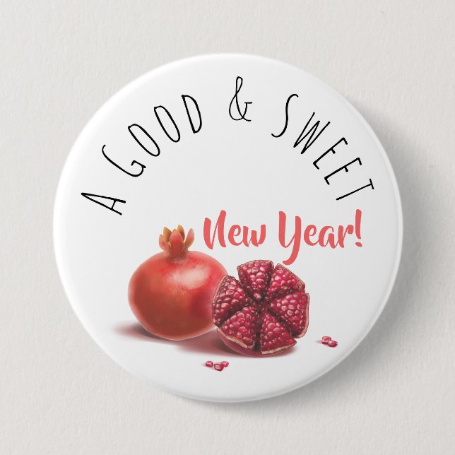 Ein gutes und süßes neues Jahr! Holiday Pomegranat Button (Vorderseite)