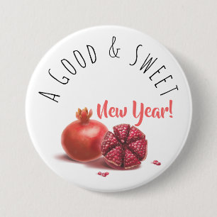 Ein gutes und süßes neues Jahr! Holiday Pomegranat Button