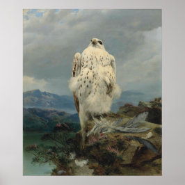 Ein Gyrfalcon in einer ausgedehnten Berglandschaft Poster
