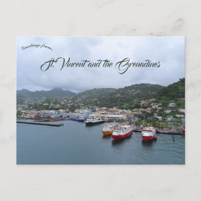 Ein Hafen in St. Vincent Postkarte (Vorderseite)