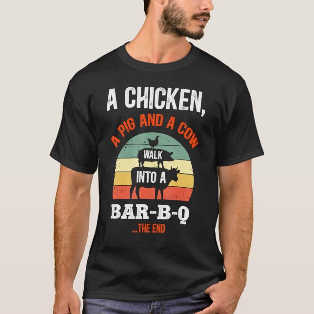Ein Hähnchen, ein Schwein und eine Kuh wandern ins T-Shirt (Vorderseite)