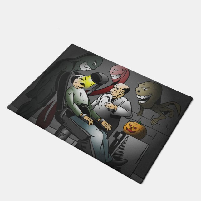 Ein Halloween-Abend beim Zahnarzt Fußmatte (Schrägansicht)