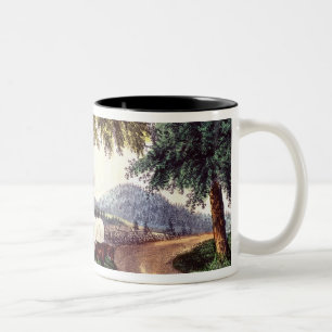 Ein Halt durch den Straßenrand Zweifarbige Tasse