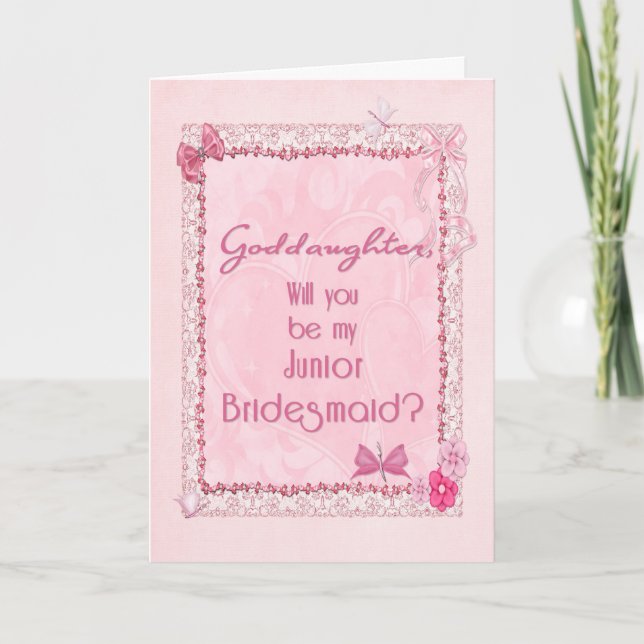Ein handwerklicher Look Junior Bridesmaid Einladun Dankeskarte (Vorderseite)