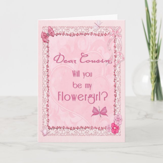Ein handwerkliches Aussehen Blume Mädchen Einladun Dankeskarte (Vorderseite)