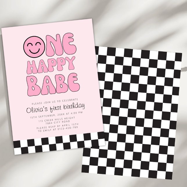 Ein Happy Babe Happy Face Pink Einladung (Von Creator hochgeladen)