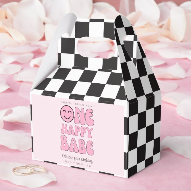 Ein Happy Babe Happy Face Pink Geschenkschachtel (Hochzeit)