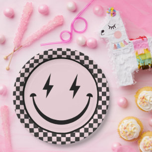 Ein Happy Babe Pink Happy Face 1. Geburtstag Pappteller