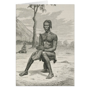 Ein Harfen-Spieler des Azandeh oder des Nyam-Nyams