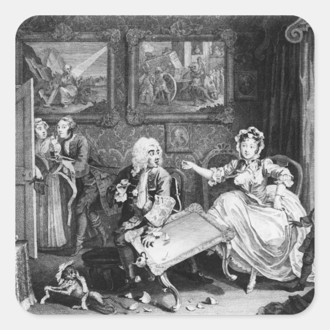 Ein Harlot's Progress, Platte II, Quarrels Quadratischer Aufkleber (Vorderseite)