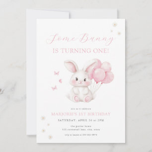 Ein Häschen Frühling Mädchen Rosa Hase Erster Gebu Einladung