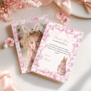 Ein Häschen ist ein rosa Toile-Häschen  Dankeskarte